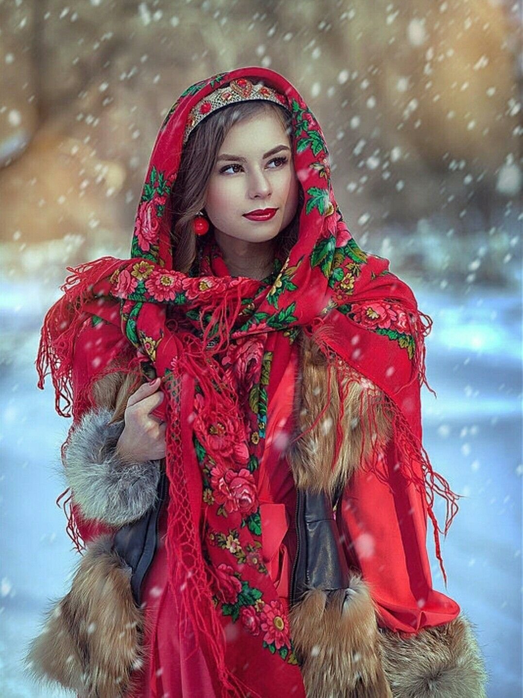 Beautiful girl Women in Slavic costumes in Thane